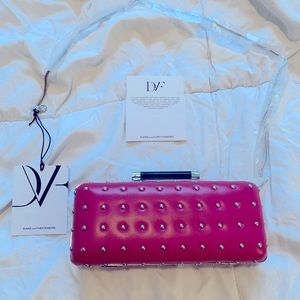 DVF Tonda Studded Clutch in Gardenia Pink